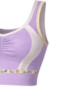 Manufacturer Women Lavender Two Piece Skirt <b>Set</b> Floral Trim Sleeveless Crop Top High Waist Mini Skirt Soft Stretch Outfit - Product Image 4