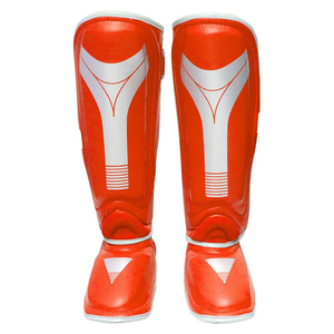 Espinilleras Unisex de PU, Diseño Rojo y Blanco, Duraderas, Ecológicas, de Cintura Alta, Equipo de Protección para Boxeo y Artes Marciales - Product Image 1