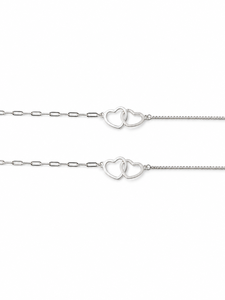 Pulsera de Cadena con Doble Corazón de Plata Esterlina 925 para Mujer, Diseño Romántico Minimalista de Alto Brillo para Uso Diario - Product Image 3