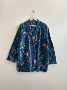 Robe kimono bohème en velours de coton indien, peignoir imprimé animal - Product Image 2