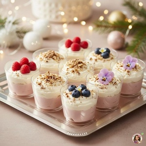ถ้วยพลาสติกสวยหรูสำหรับขนมหวานส่วนตัว ขนาด 120 มล. เหมาะสำหรับงานปาร์ตี้และงานเฉลิมฉลอง อุปกรณ์สำหรับโยเกิร์ตและชีสเค้ก - Product Image 1