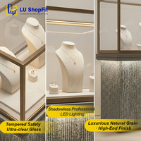 Vitrines de luxe Art Déco pour bijoux avec éclairage LED, verre trempé, présentoir à bijoux en or pour comptoir