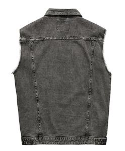 Gilet en jean sans manches personnalisé pour hommes, vêtements de rue respirants en coton lavé de haute qualité, style décontracté pour les saisons d'automne - Product Image 6