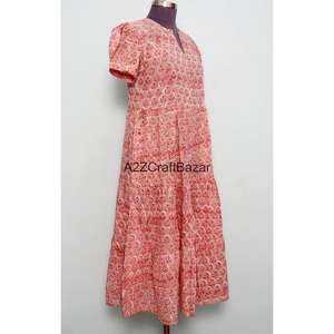 Vestido Maxi de Algodón 100% con Cuello en V y Manga Larga, Estampado a Bloques, Estilo Bohemio Casual, Sexy, Ecológico, Silueta en A, para Todas las Estaciones, Primavera - Product Image 4