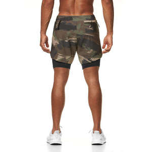 Pantalones Cortos Deportivos Casuales para Hombre, 2 en 1, de Secado Rápido, para Gimnasio, Entrenamiento, Correr, Cintura Elástica, Lona, Fitness, 100% Poliéster, Cintura Media - Product Image 5