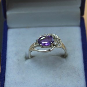 Bague en améthyste naturelle, argent sterling, pierre précieuse ovale, bague de fiançailles, bague de promesse, pierre de naissance de février, cadeau pour elle - Product Image 5