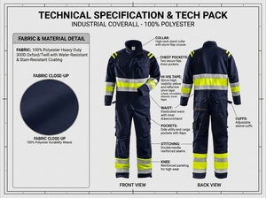 Overol de Trabajo Reflectante Azul para Hombre, Uniforme de Seguridad de Manga Larga, Material de Algodón - Product Image 3