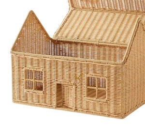 Cesta de Mimbre Tejida a Mano Intrincada con Ventanas, Caja de Almacenamiento de Ratán, Contenedor Decorativo Único con Tapa - Product Image 3