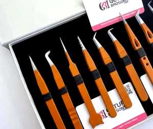 GETUP BROSONS IMPEX ชุดคีมคีบขนตาคุณภาพสูง สแตนเลสสตีล ปลายเรียบ ขนาด 10 มม. พร้อมเคลือบสีส้ม - Product Image 5