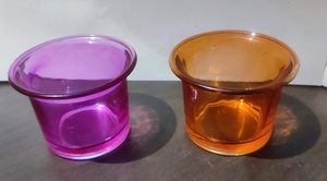Multicolor Color Little Glasses <b>Tea</b> Light Candle Holders Glass Material <b>Small</b> <b>Cups</b> Cylinder Shape Band on Top for Special Day - Product Image 4