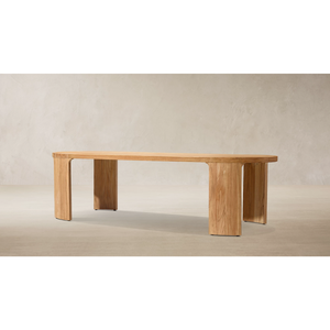 Table de salle à manger d'extérieur moderne en teck massif avec chaises rembourrées, finition naturelle, meubles durables pour jardin, patio, terrasse - Product Image 3