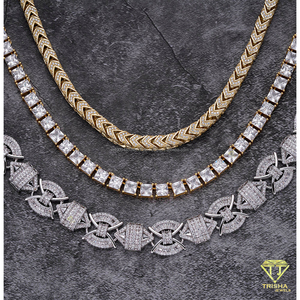 Collar de Plata de Ley 925 con Diamantes Cultivados en Laboratorio, Diseño Geométrico, Cadena Elegante, Joyería Premium Estilo Hip Hop para Hombres y Mujeres - Product Image 2