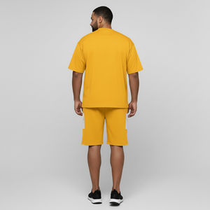 Streetwear Wholesale Breathable Quick-Dry Anti-Bacterial Eco-Friendly Summer Solid Printed 100% Cotton Hip Hop Men's Short <b>Set</b> - Product Image 5