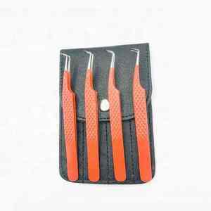 Juego de Pinzas para Extensión de Pestañas, Acero Inoxidable, Puntas Suaves de 45 Grados, 10 mm de Longitud, Herramientas de Maquillaje para Pestañas - Product Image 3