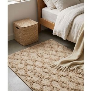 Handwoven Natural Jute Area Rug Diamond Textured Flat <b>Weave</b> Boho Farmhouse Living Room Bedroom Floor Carpet Decor Mat - Product Image 6