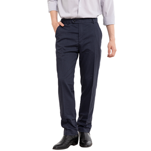 Men's Black Formal Straight Fit Trousers Mid Waist Button Fly Anti-Wrinkle Polyester <b>Wool</b> Blend Autumn Wear - Product Image 3