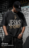 T-shirt Christian Jesus 100% coton |   T-shirt surdimensionné personnalisé avec motif religieux, effet délavé à l'acide |   Vêtements de rue pour hommes Gospel Streetwear Y2K