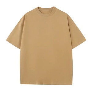 เสื้อยืดคอกลมแขนสั้นทรงโอเวอร์ไซส์ผ้าฝ้ายย้อมสีพื้นสำหรับผู้ชาย สไตล์ลำลอง สีพื้น ผ้าเจอร์ซีย์ถักทรงพอดีตัว - Product Image 2