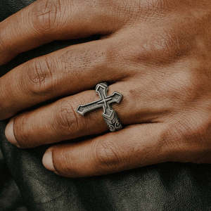Hallmark <b>Silver</b> Rhodium Plated Adjustable Vintage Opening <b>Ring</b> for <b>Men</b> - Product Image 1