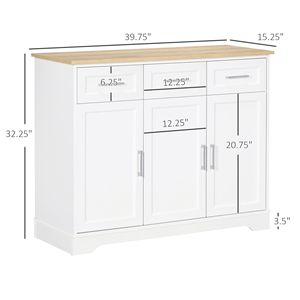 Credenza Moderna Bianca per Cucina, Mobile Buffet con Isola in Acciaio Inox per Sala da Pranzo e Soggiorno, Ideale per Villa o Casa di Campagna - Product Image 3