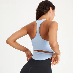 Débardeur de sport côtelé sans manches à col en U haute résistance, antichoc, séchage rapide, push-up, pour femme - Product Image 3