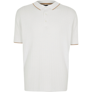 Polo de punto gofrado para hombre, manga corta, con detalles en contraste, corte regular, mezcla de algodón, tops de verano, moda masculina, suave - Product Image 6