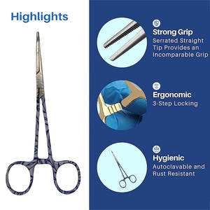 เครื่องมือผ่าตัดแบบหนีบหลอดเลือดแดง เครื่องมือแพทย์คุณภาพสูง คีมผ่าตัดทางการแพทย์ คีมจับหลอดเลือดดำชนิดเหล็ก - Product Image 3