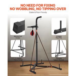Supporto per Sacco da Boxe 2 in 1 in Acciaio Resistente, Altezza Regolabile, Attrezzatura per Boxe e Speed Bag, Supporto Autoportante per Sacco da Boxe - Product Image 5