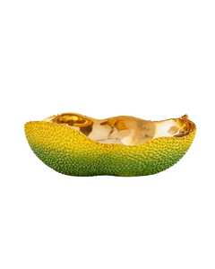 Bol en métal doré fait main irrésistible avec extérieur texturé vert-jaune pour fruits et collations, idéal pour offrir - Product Image 1