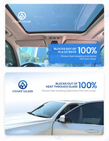 Film pour vitres de voiture PET, protection UV 99%, isolation thermique, auto-adhésif, protection de la vie privée pour voiture