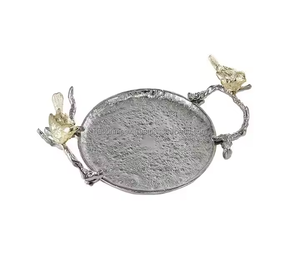 Bandeja DE SERVICIO DE ALUMINIO decorativa para el hogar Bandeja DE SERVICIO DE ALUMINIO personalizable Bandeja de servicio de aluminio con detalles en oro y plata - Product Image 4