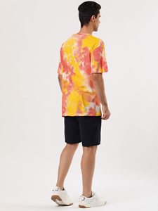 Camiseta de punto tie-dye para hombre, corte ajustado, moderna, lisa, cuello redondo, manga corta, transpirable, cómoda, de tela orgánica. - Product Image 3