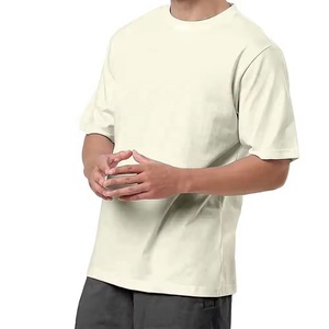 Camiseta de algodón pesado para hombre, Camiseta de cuello redondo de gran tamaño con logotipo personalizado en blanco de alta calidad, camiseta Unisex Lisa para ropa de calle - Product Image 2