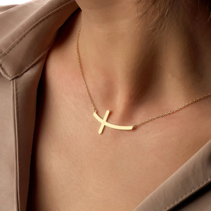 สร้อยคอจี้รูปกางเขนสำหรับศาสนา ทำจากสแตนเลส 304 ชุบทองคำแท้ 18K ความหนา 0.03µm-0.05µm พร้อมสายโซ่แบบเคเบิล - Product Image 2