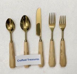 Ensemble de couverts élégants, finition miroir, avec poignées en résine, acier inoxydable, design européen, durable, vaisselle de mariage, vaisselle de table - Product Image 3