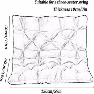 Waterproof Outdoor Swing Cushions 2-3 Seater Bench Pad Thickened 4\" Porch Swing Backrest Outdoor Patio Pillows & Cushions - Product Image 2