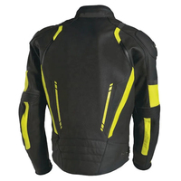 Veste de moto pour homme en cuir synthétique noir et jaune, coupe-vent, col montant, fermeture éclair