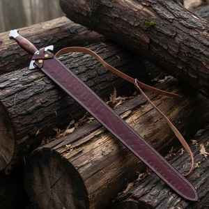 ดาบไวกิ้งทำมือคุณภาพสูงระดับมืออาชีพ พร้อมปลอกดาบไม้แกะสลัก สไตล์นอร์สยุคกลาง สำหรับนักรบกลางแจ้ง พร้อมปลอกดาบ - Product Image 6