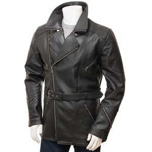 Blouson de moto en cuir PU pour homme, style streetwear, col montant, coupe classique, hiver, écologique, respirant, antibactérien - Product Image 3
