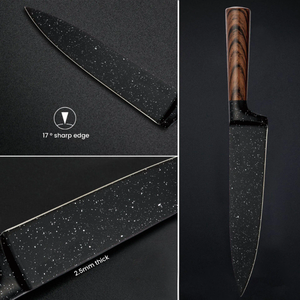 Juego de cuchillos de cocina profesionales de 6 piezas de acero inoxidable de lujo, hechos a mano con mango de madera. - Product Image 3