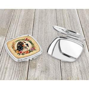 Basset Hound Flowers Miroir de maquillage de voyage compact Cadeau de conception portable pliant pour femmes et filles - Product Image 3