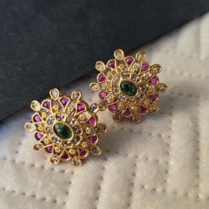 Kemp Gold-Plated Stud Earrings with Zircon Pearl & Diamond-Classic & Trendy Gift - Product Image 3