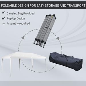 10x20 White Outdoor Gazebo Pop-Up <b>Canopy</b> Portable Party <b>Tent</b> with Carry Bag for Weddings & Parties - Product Image 4