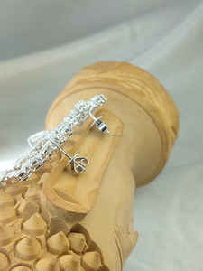 Boucles d'oreilles de luxe en diamants de formes multiples (poire, marquise, ronde) en or blanc massif 10K, 14K, 18K, diamants de laboratoire, bijoux pour femme. - Product Image 3