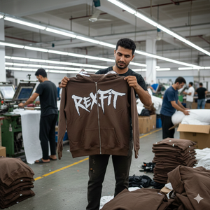 Customized Screen Printing Hoodies Cut And <b>Sew</b> Solid Color Customer Most Demands Best <b>Material</b> Drop Shoulder Zipper Hoodies - Product Image 3