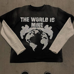 เสื้อยืดผู้ชายผ้าฝ้าย100% สกรีนลายตาข่ายโอเวอร์ไซส์ผ้าเช็ดทำความสะอาดแบบไม่เป็นกรดสำหรับผู้ชาย - Product Image 5