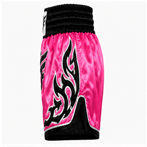 Pantalones Cortos de Boxeo Rosa con Diseño de Llama Negra, Logotipo Frontal, Unisex, Corte Regular para Adultos, Transpirables, Ligeros, de Secado Rápido, Duraderos, para Combate - Product Image 4