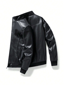 OEM High Quality Men's Thickened <b>Fleece</b> <b>Lined</b> Breathable Hooded Vintage Style Leather <b>Jacket</b> Custom Leather <b>Jackets</b> - Product Image 2
