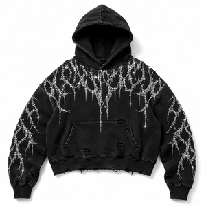 Sweat à capuche oversize personnalisé pour homme, imprimé graphique, avec strass, style streetwear tendance, 100% qualité premium, unisexe - Product Image 1
