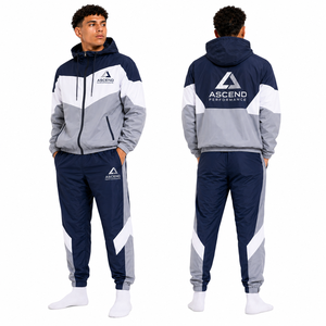 Conjunto de Chaqueta y Pantalones Deportivos Personalizados para Hombre, con Logotipo Bordado, Chaqueta con Bloques de Color, Fabricante de Ropa Deportiva OEM, Impermeable - Product Image 1